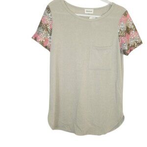Style Rock Womens Sequin Sleeve Knit T-Shirt Tee with Pocket M New